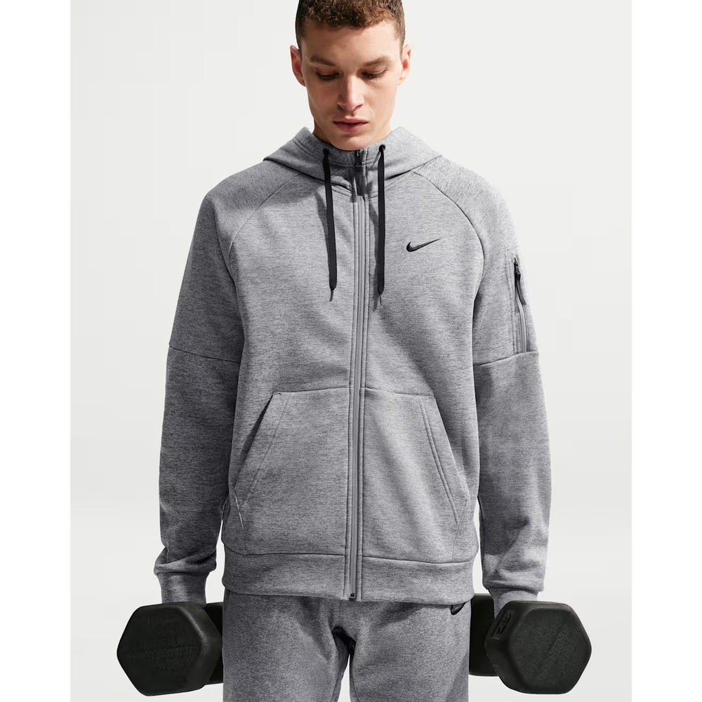 Nike Mens Therma-FIT Full Zip Hoodie S Tall Gray DQ4830-063 Fleece Sweatshirt